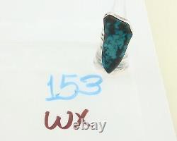 Bague Navajo 925 Argent Sterling Turquoise Bleue Bisbee Artiste Native C. Années 80