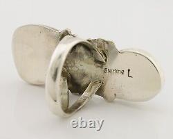 Bague Navajo 925 Argent Turquoise Bleue Naturelle Amérindienne C. années 80