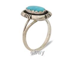 Bague Navajo. Argent 925 Turquoise Artiste Amérindien C. Années 1980