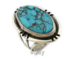 Bague Navajo. Argent 925 Turquoise Bleue Artiste Amérindien C. Années 80