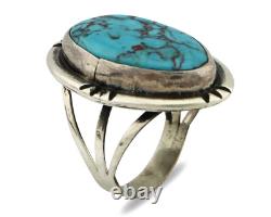 Bague Navajo. Argent 925 Turquoise Bleue Artiste Amérindien C. Années 80