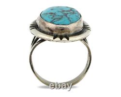 Bague Navajo. Argent 925 Turquoise Bleue Artiste Amérindien C. Années 80