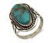 Bague Navajo. Argent 925 Turquoise Bleue Gemme Artiste Amérindien Des Années 80.