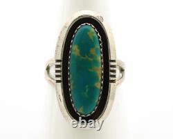 Bague Navajo. Argent 925 Turquoise Bleue Naturelle Artiste Amérindien C. Années 1980