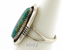 Bague Navajo. Argent 925 Turquoise Bleue Naturelle Artiste Amérindien C. Années 1980