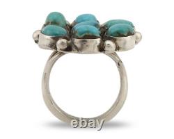 Bague Navajo. Argent 925 Turquoise Bleue Naturelle Artiste Amérindien C. Années 80