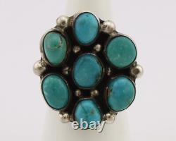 Bague Navajo. Argent 925 Turquoise Bleue Naturelle Artiste Amérindien C. Années 80