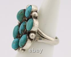Bague Navajo. Argent 925 Turquoise Bleue Naturelle Artiste Amérindien C. Années 80