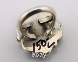 Bague Navajo. Argent 925 Turquoise Bleue Naturelle Artiste Amérindien C. Années 80