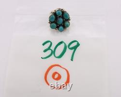 Bague Navajo. Argent 925 Turquoise Bleue Naturelle Artiste Amérindien C. Années 80