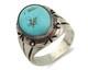 Bague Navajo. Argent 925 Turquoise Kingman Signée Amérindienne C. Années 80
