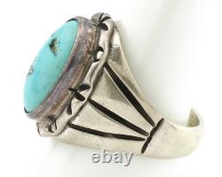 Bague Navajo. Argent 925 Turquoise Kingman Signée Amérindienne C. années 80