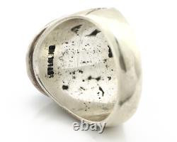 Bague Navajo. Argent 925 Turquoise Kingman Signée Amérindienne C. années 80