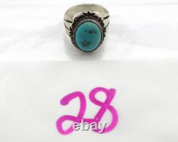Bague Navajo. Argent 925 Turquoise Kingman Signée Amérindienne C. années 80