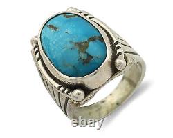 Bague Navajo. Argent 925 Turquoise Morenci Artiste Amérindien C. années 80
