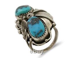 Bague Navajo Argent 925 Turquoise Morenci Artiste Amérindien C. années 80