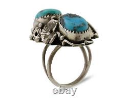 Bague Navajo Argent 925 Turquoise Morenci Artiste Amérindien C. années 80