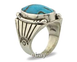 Bague Navajo. Argent 925 Turquoise Morenci Artiste Amérindien C. années 80