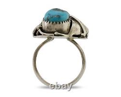 Bague Navajo Argent 925 Turquoise Morenci Artiste Amérindien C. années 80