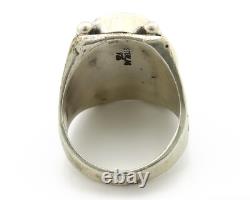 Bague Navajo. Argent 925 Turquoise Morenci Artiste Amérindien C. années 80