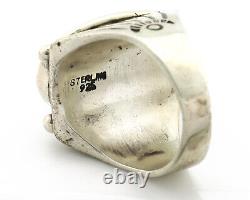 Bague Navajo. Argent 925 Turquoise Morenci Artiste Amérindien C. années 80