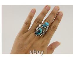 Bague Navajo Argent 925 Turquoise Morenci Artiste Amérindien C. années 80
