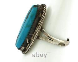 Bague Navajo. Argent 925 Turquoise Morenci Artiste Amérindien des années 80