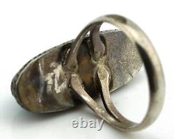 Bague Navajo. Argent 925 Turquoise Morenci Artiste Amérindien des années 80