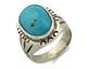 Bague Navajo. Argent 925 Turquoise Mountain Artiste Amérindien C. Années 80