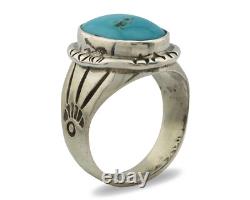 Bague Navajo. Argent 925 Turquoise Mountain Artiste Amérindien C. années 80