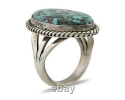 Bague Navajo Argent 925 Turquoise Toile d'Araignée Bleue Artiste Amérindien C. Années 80