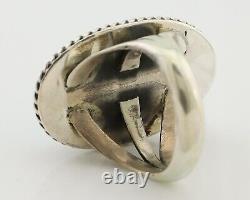 Bague Navajo Argent 925 Turquoise Toile d'Araignée Bleue Artiste Amérindien C. Années 80
