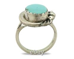 Bague Navajo. Argent 925 Turquoise bleue naturelle Artiste amérindien vers 1980.