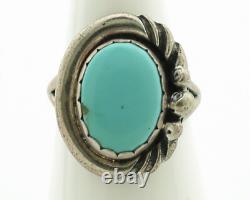 Bague Navajo. Argent 925 Turquoise bleue naturelle Artiste amérindien vers 1980.