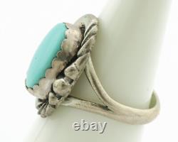 Bague Navajo. Argent 925 Turquoise bleue naturelle Artiste amérindien vers 1980.