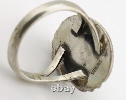 Bague Navajo. Argent 925 turquoise Kingman Artiste amérindien C. années 1980
