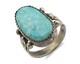 Bague Navajo. Argent 925, Turquoise Morenci, Artiste Amérindien C80s