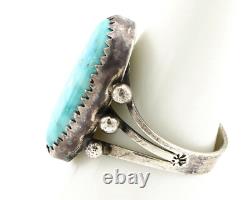 Bague Navajo. Argent 925, turquoise Morenci, artiste amérindien C80s