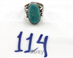 Bague Navajo. Argent 925, turquoise Morenci, artiste amérindien C80s