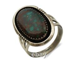 Bague Navajo. Turquoise en toile d'araignée en argent 925, artiste amérindien, c. années 1980.