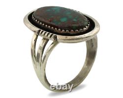 Bague Navajo. Turquoise en toile d'araignée en argent 925, artiste amérindien, c. années 1980.