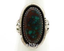 Bague Navajo. Turquoise en toile d'araignée en argent 925, artiste amérindien, c. années 1980.