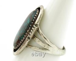 Bague Navajo. Turquoise en toile d'araignée en argent 925, artiste amérindien, c. années 1980.