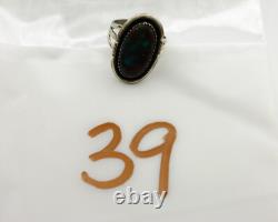Bague Navajo. Turquoise en toile d'araignée en argent 925, artiste amérindien, c. années 1980.