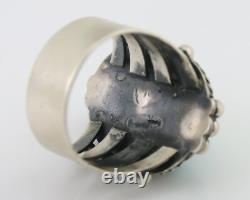 Bague Navajo en argent 925 avec gemme turquoise bleue, artiste amérindien, années 80
