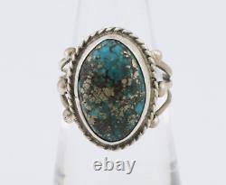 Bague Navajo en argent 925 avec turquoise Morenci, artiste amérindien, années 80.