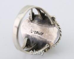 Bague Navajo en argent 925 avec turquoise Morenci, artiste amérindien, années 80.