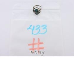 Bague Navajo en argent 925 avec turquoise Morenci, artiste amérindien, années 80.
