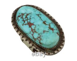 Bague Navajo en argent 925 avec turquoise Morenci, artiste amérindien des années 80