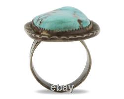 Bague Navajo en argent 925 avec turquoise Morenci, artiste amérindien des années 80